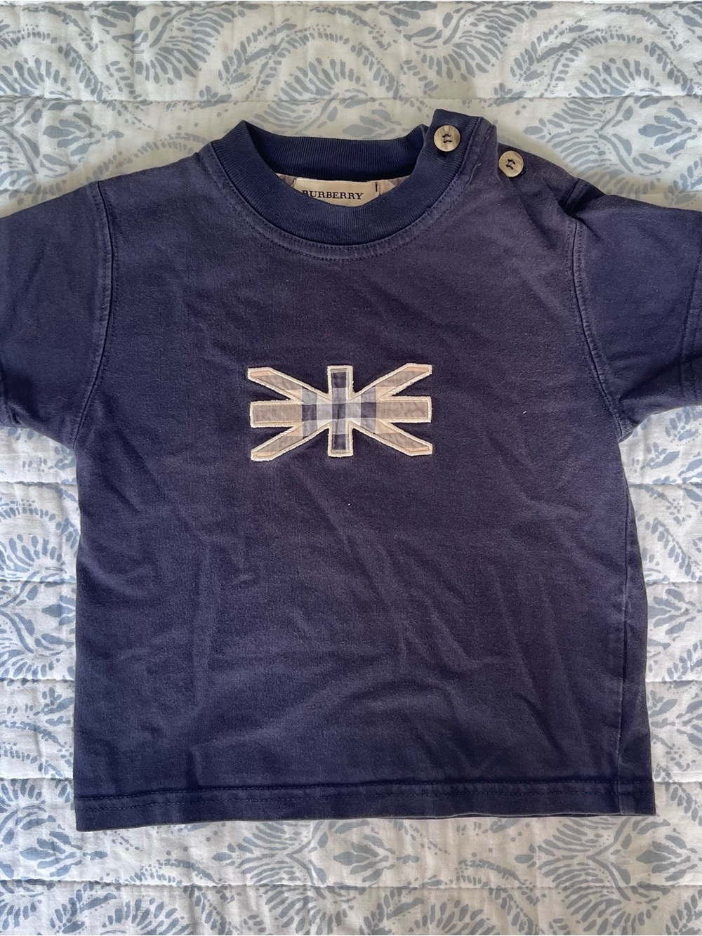 Burberry Navy Infant Short Sleeve Logo Tee